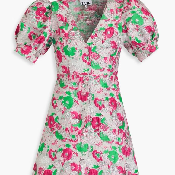 Ganni Dresses & Skirts - GANNI Floral Pink and Green Women's Dress
